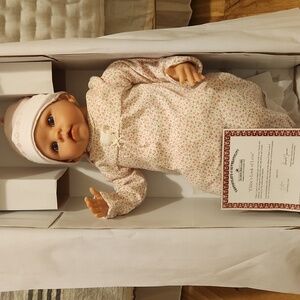 Ashton Drake Pink Floral Baby Doll with Certificate